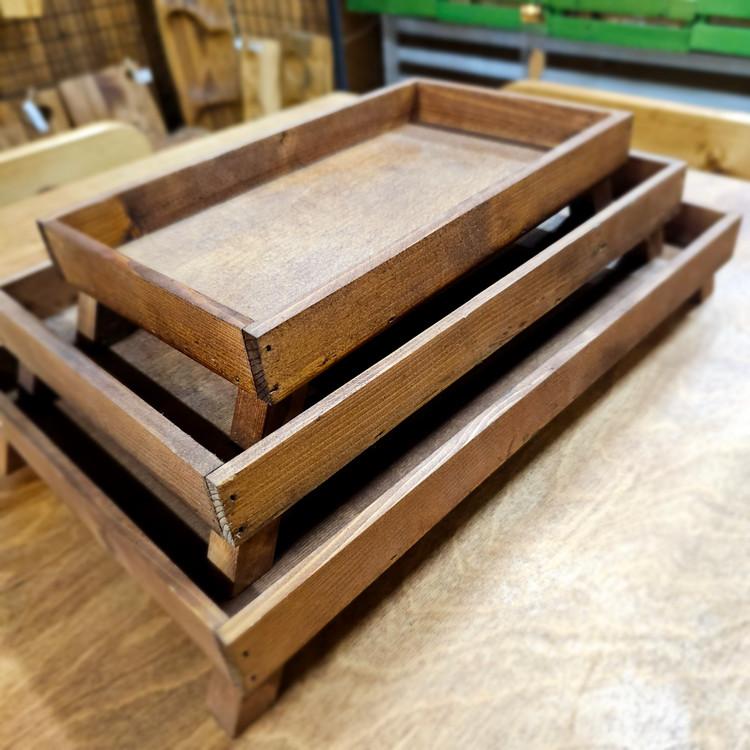 ست سه عددی رایزر چوبی مستطیل