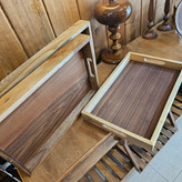 سینی چوب گردو مدل مستطیل ساده