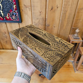 ست سطل و جعبه دستمال کاغذی چوبی