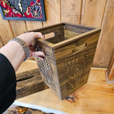 ست سطل و جعبه دستمال کاغذی چوبی
