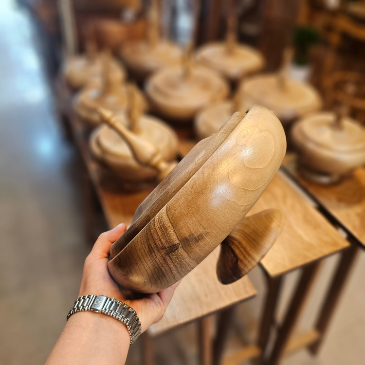 شکلات و آجیل خوری چوب گردو پایه کوتاه