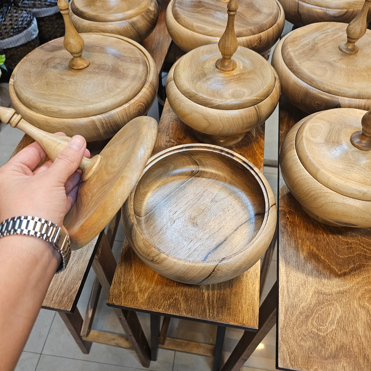 شکلات و آجیل خوری چوب گردو پایه کوتاه
